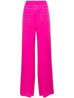 Valentino Garavani Toile Iconographe silk palazzo trousers - Pink