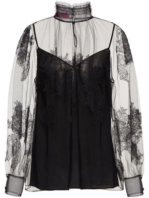 Valentino Garavani Tulle Illusione embroidered blouse - Black