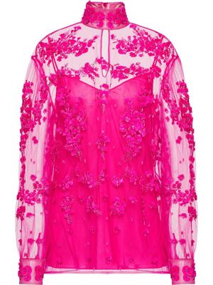 Valentino Garavani Tulle Illusione embroidered blouse - Pink