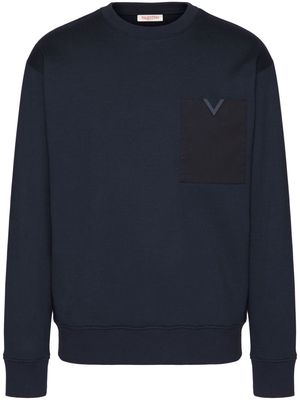 Valentino Garavani V-detail cotton sweatshirt - Blue