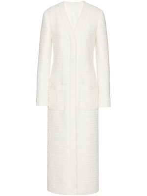 Valentino Garavani V-detail glaze tweed coat - White