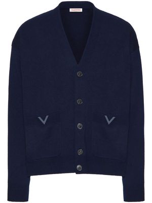 Valentino Garavani V-detail wool cardigan - Blue
