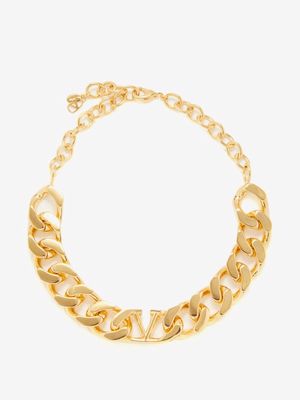 Valentino Garavani - V Logo Chain Choker Necklace - Mens - Gold