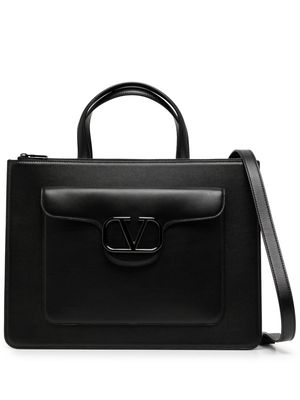 Valentino Garavani V-Logo leather briefcase - Black