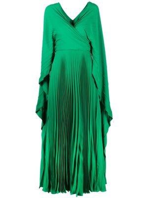 Valentino Garavani V-neck pleated silk long dress - Green