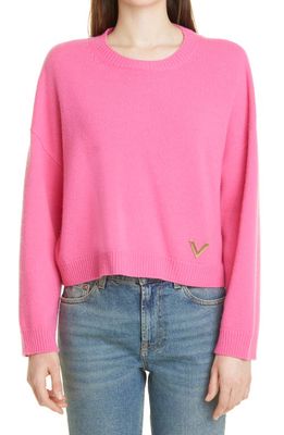 Valentino Garavani Valentino Crewneck Cashmere & Wool Sweater in Eclectic Pink Y84