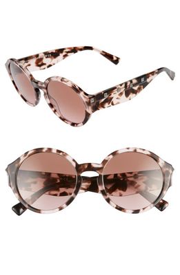 Valentino Garavani Valentino Rockstud 52mm Round Sunglasses in Pink Havana/Brown Grad