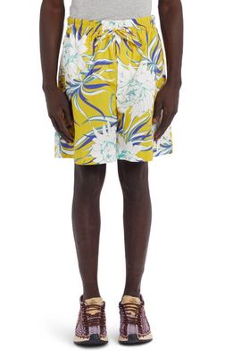 Valentino Garavani Valentino Street Flowers Couture Peonies Bermuda Shorts in Pkq - Yellow