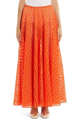 Valentino Garavani Valentino V Optical Heavy Lace Skirt in Orange O21