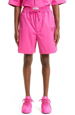 Valentino Garavani Varsity Logo Cotton Shorts in V2G - Medio Fuxia/Pink Pp