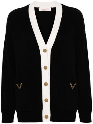 Valentino Garavani VGold contrast-trim wool cardigan - Black