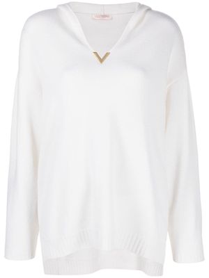 Valentino Garavani VGold hooded cashmere jumper - White