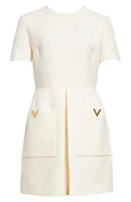 Valentino Garavani Virgin Wool & Silk Crepe Couture A-Line Dress in Avorio