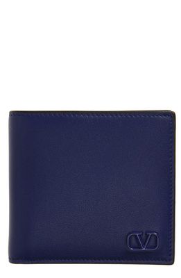 Valentino Garavani VLOGO Bifold Leather Wallet in Abyss Blue