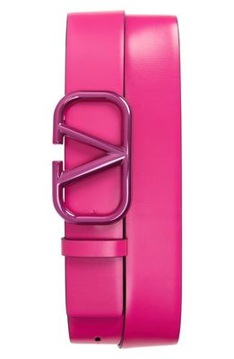 Valentino Garavani VLOGO Buckle Leather Belt in Uwt - Pink Pp