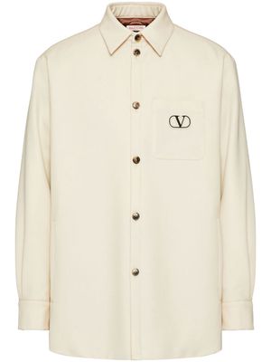 Valentino Garavani VLogo embroidered shirt jacket - Neutrals