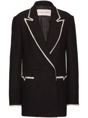 Valentino Garavani VLogo embroidered wool-blend blazer - Black