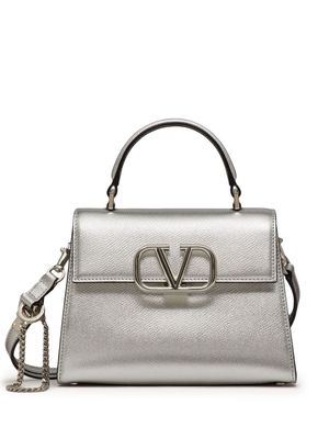 Valentino Garavani VLogo leather shoulder bag - Silver