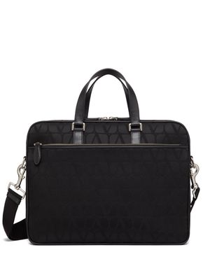 Valentino Garavani VLogo leather-trim laptop bag - Black
