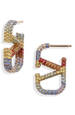 Valentino Garavani VLOGO Rainbow Crystal Drop Earrings