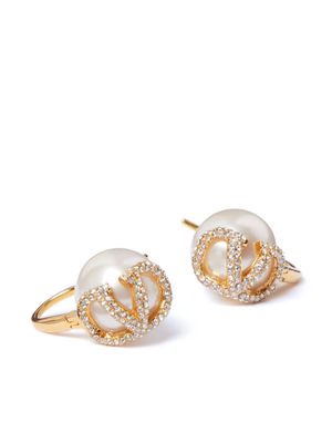 Valentino Garavani VLogo Signature crystal-embellished earrings - White