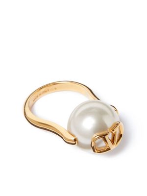 Valentino Garavani VLogo Signature faux-pearl ring - Gold