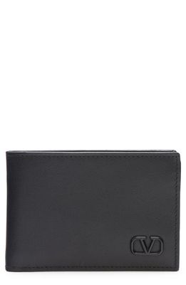 Valentino Garavani VLOGO Signature Leather Bifold Wallet in 0No - Nero