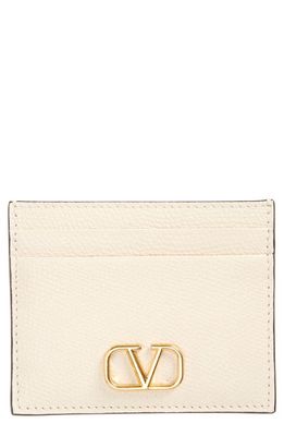 Valentino Garavani VLOGO Signature Leather Card Case in I16 Light Ivory