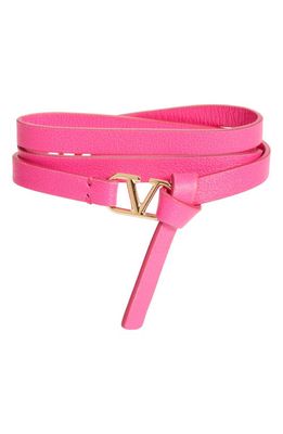 Valentino Garavani VLOGO Signature Leather Wrap Bracelet in Uwt Pink Pp