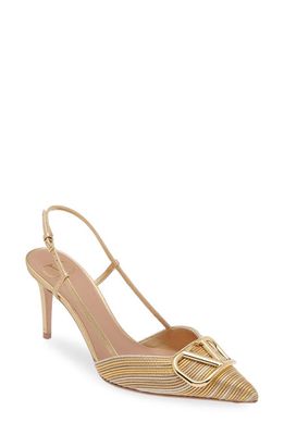 Valentino Garavani VLOGO Signature Pointed Toe Slingback Pump in Star Gold/Multicolor at Nordstrom, Size 8Us