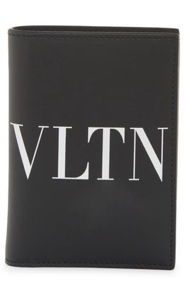 Valentino Garavani VLTN Leather Bifold Card Case in Nero/Bianco