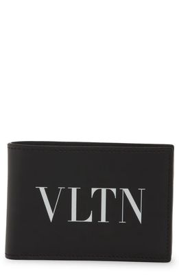 Valentino Garavani VLTN Logo Leather Bifold Wallet in Nero/Bianco
