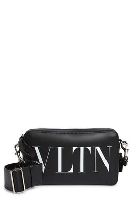 Valentino Garavani VLTN Logo Leather Crossbody Bag in Nero/Bianco