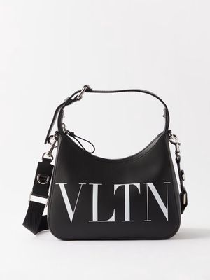 Valentino Garavani - Vltn-logo Small Leather Cross-body Bag - Mens - Black White
