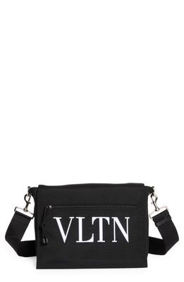 Valentino Garavani Black Small 'vltn' Messenger Bag In 0ni Nero/bianco