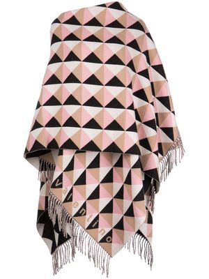 Valentino geometric pattern fringed caoe - Multicolour