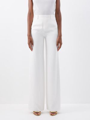 Valentino - High-rise Silk-cady Wide-leg Trousers - Womens - White