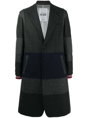 Valentino horizontal-stripe single-breasted coat - Grey