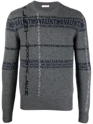 Valentino intarsia-knit logo cashmere jumper - Grey