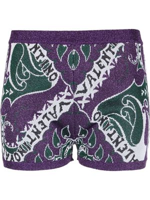 Valentino intarsia-knit logo shorts - Purple