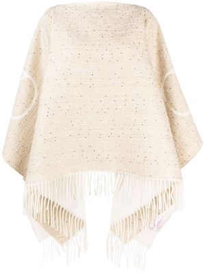 Valentino intarsia-knit sequin-embellished poncho - Gold