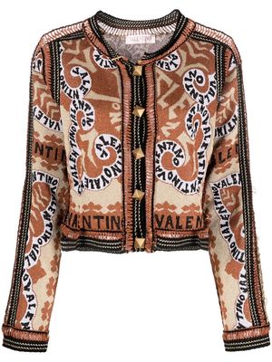 Valentino jacquard mini bandana motif cardigan - Brown