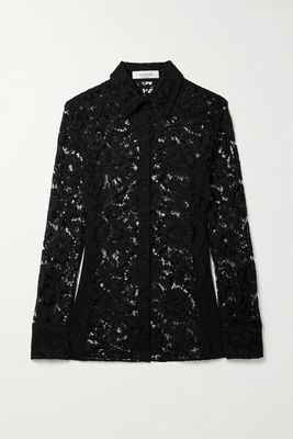 Valentino - Jersey-paneled Corded Lace Shirt - Black