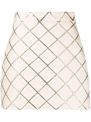 Valentino lattice-embroidery miniskirt - Neutrals