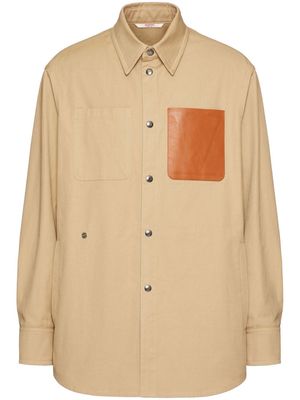Valentino leather-pocket shirt jacket - Brown