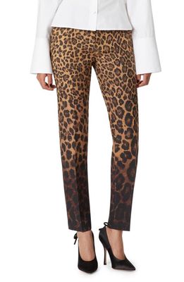 Valentino Leopard Print Ombré Virgin Wool & Silk Ankle Pants in Animalier