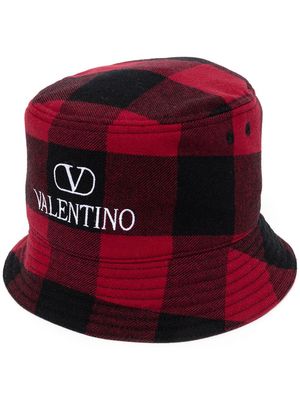 Valentino logo-embroidered checked bucket hat