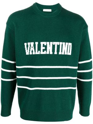Valentino logo-intarsia crew-neck jumper - Green