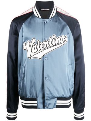Valentino logo-patch bomber jacket - Blue