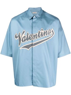 Valentino logo-patch bowling shirt - Blue